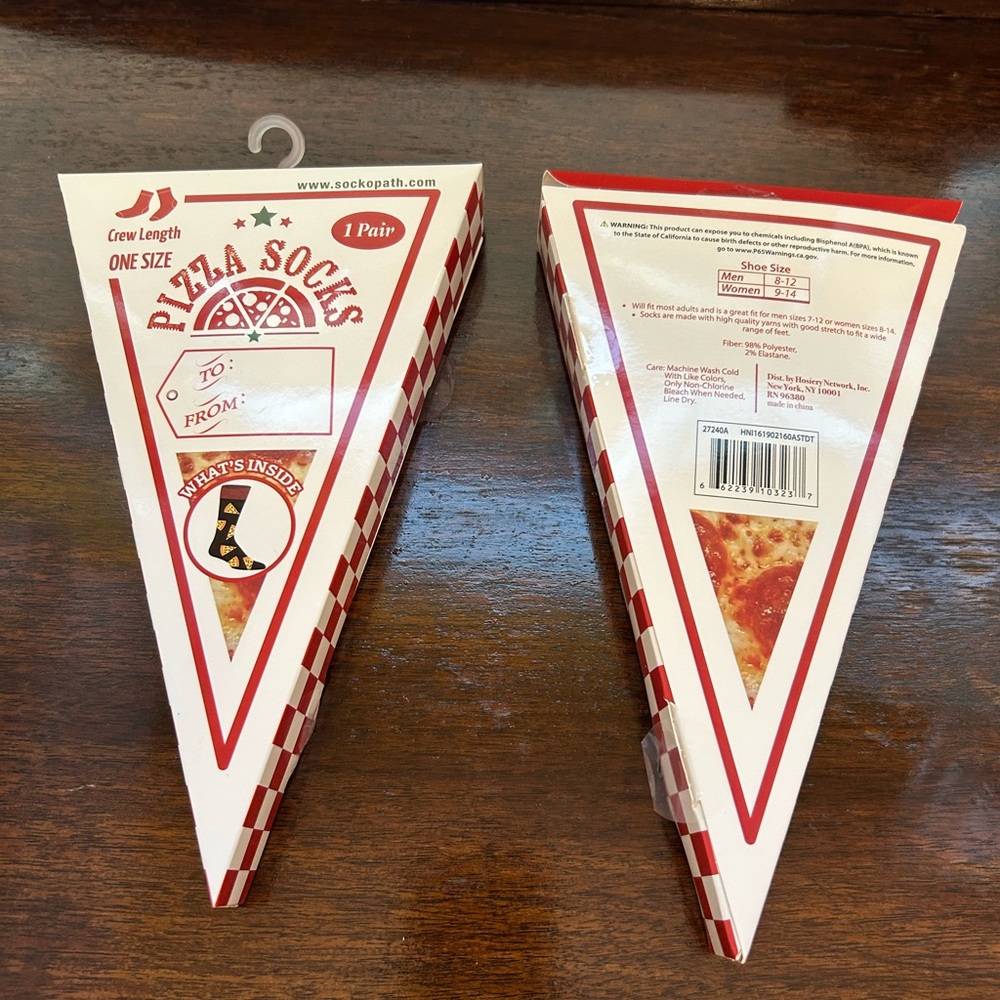 Pizza Socks in Red and White Packaging Sockopath NIB 2 Boxes 2 Pair